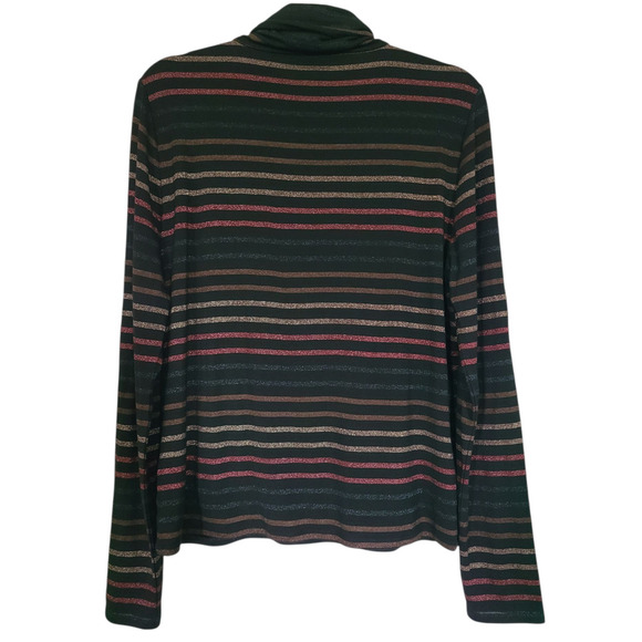 Veronica Beard Jeans Audrey Metallic Stripe Turtleneck Size Large - Picture 5 of 6